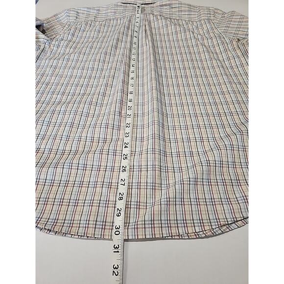 Dockers Shirt Size XL Men's Button Up Blue Red Checked Short Sleeve No Wrinkle - Picture 10 of 10
